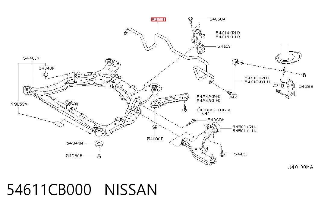 Стабілізатор передньої підвіски на Nissan Murano  Z50