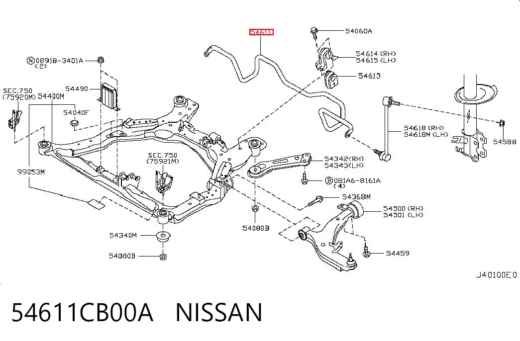 Стабілізатор передній стійкості Nissan Murano позашляховик (Z50) (2002 - 2007) ціна, від 15.20 USD