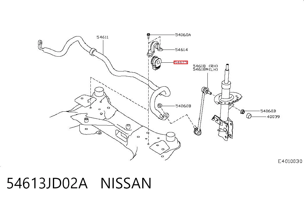 54613JD02A Nissan/Infiniti Втулка стабілізатора переднього