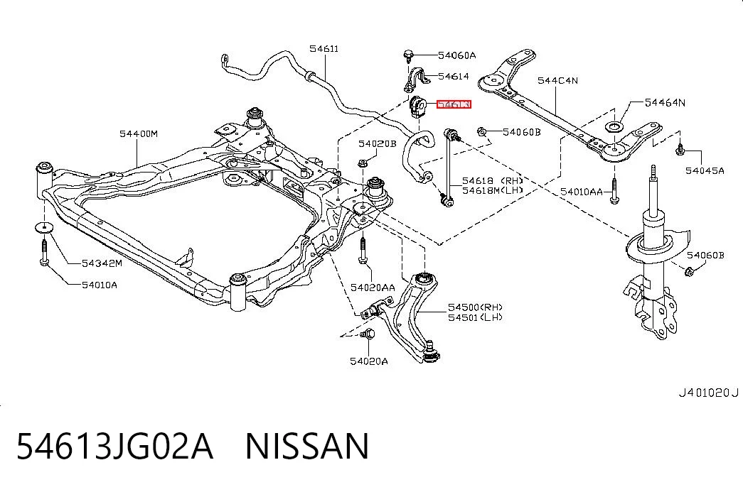 54613JG02A Nissan/Infiniti Втулка стабілізатора переднього