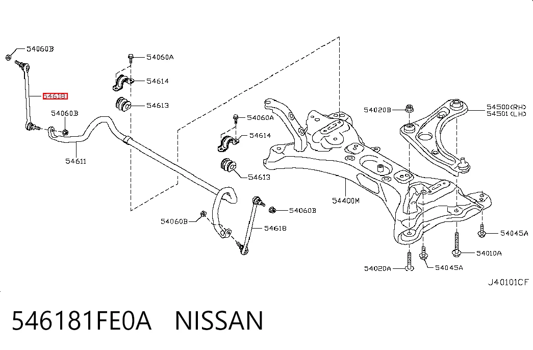 546181FE0A Nissan/Infiniti Тяга переднього стабілізатора