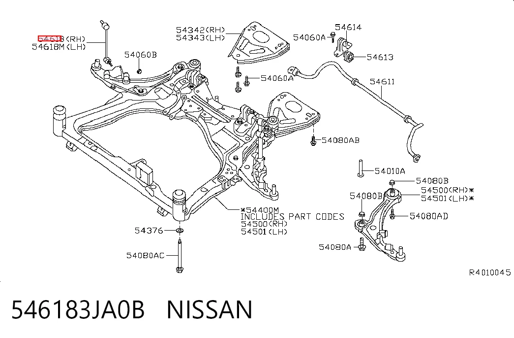 546183JA0B Nissan/Infiniti Солдатик стабілізатора, переднього, правий