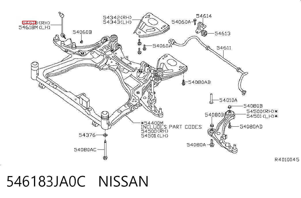 546183JA0C Nissan/Infiniti Солдатик стабілізатора, переднього, правий
