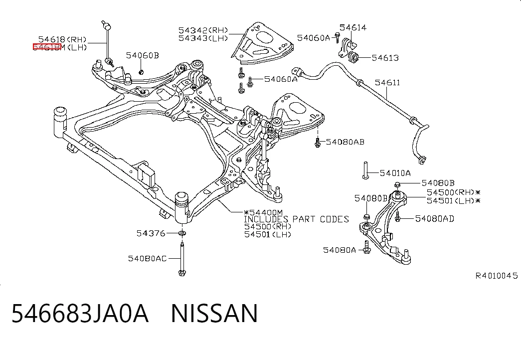 546683JA0A Nissan/Infiniti Стійка стабілізатора, переднього, ліва