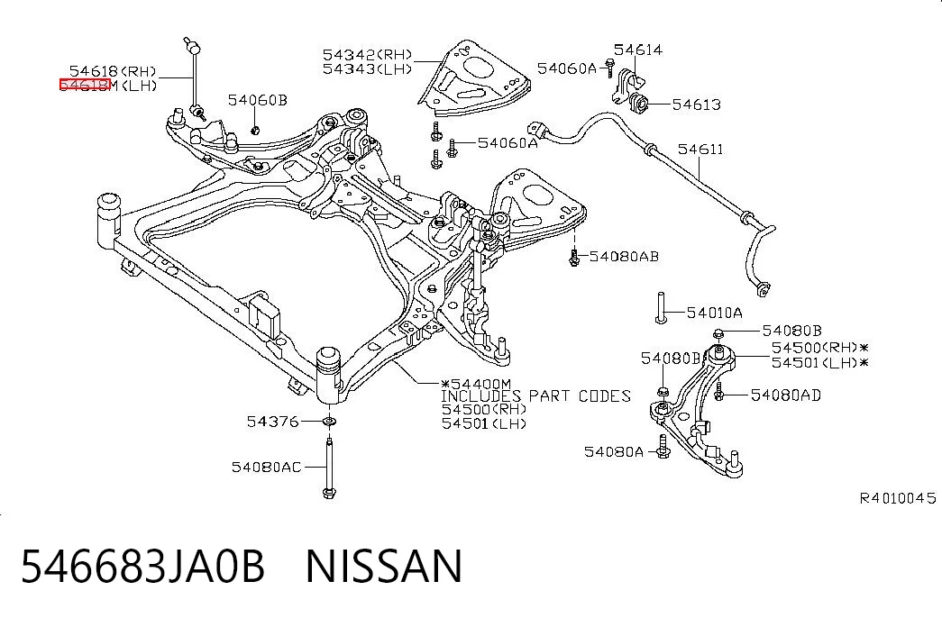 546683JA0B Nissan/Infiniti Стійка стабілізатора, переднього, ліва