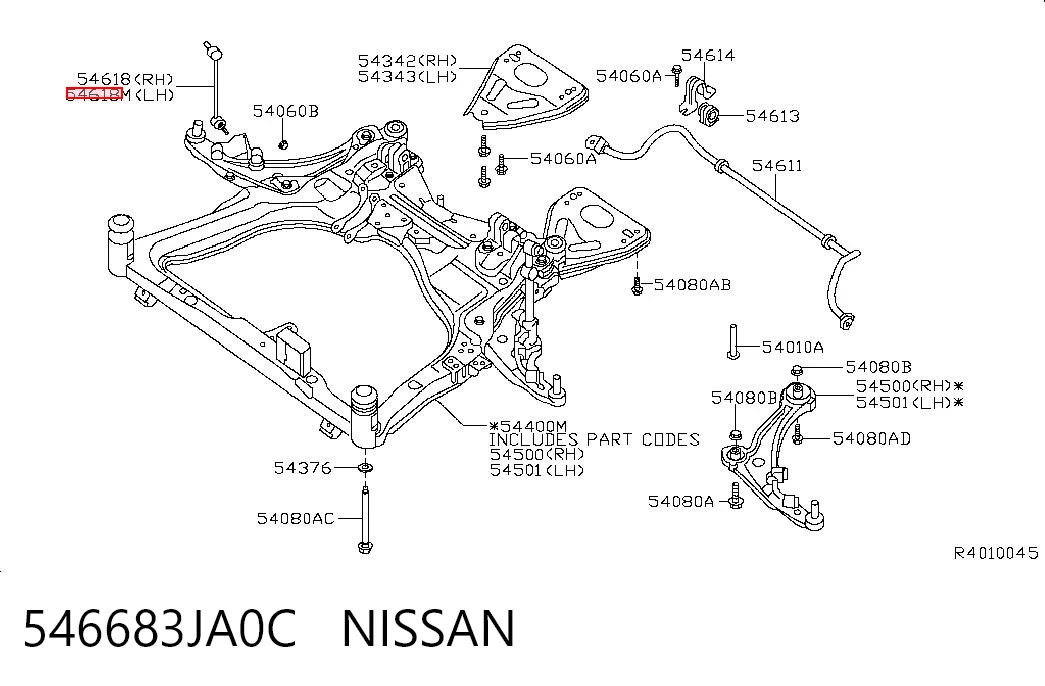 546683JA0C Nissan/Infiniti Стійка стабілізатора, переднього, ліва