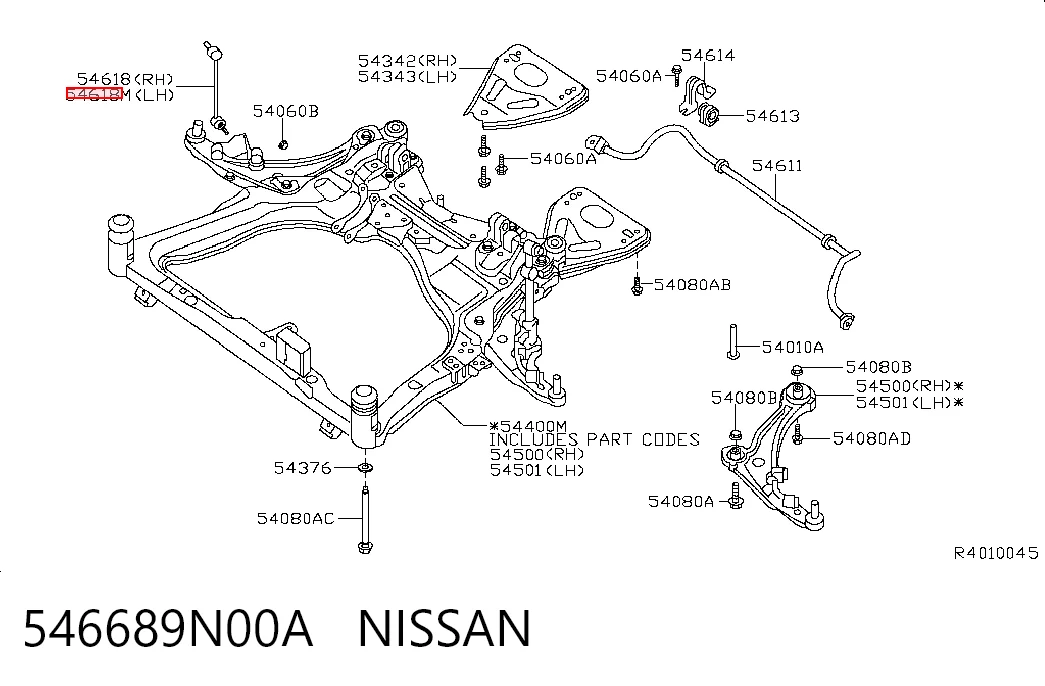 546689N00A Nissan/Infiniti Стійка стабілізатора, переднього, ліва