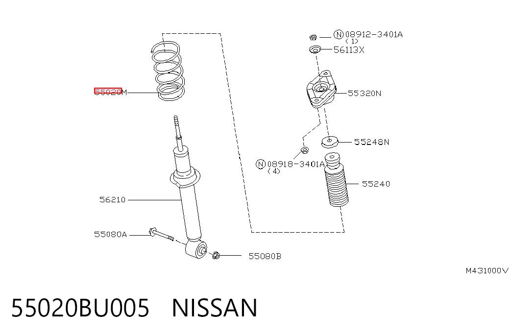 Пружина задня Nissan Almera TINO мінівен (V10) (2000 - 2005) ціна, від 21.36 USD