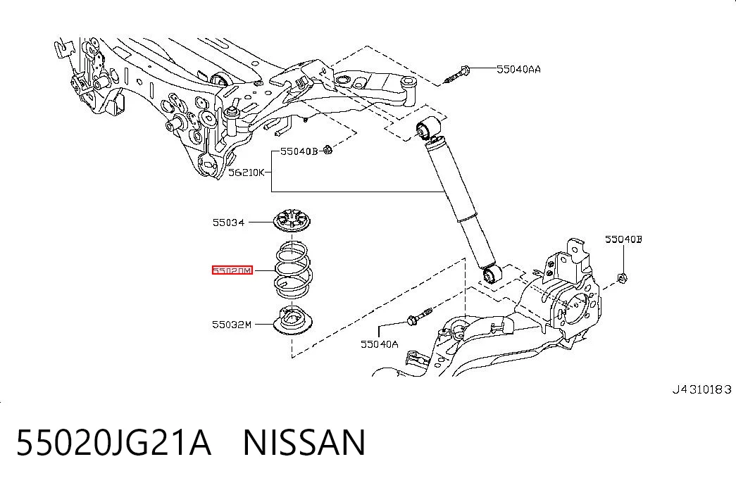 Пружина задня Nissan X-Trail позашляховик (T31) (2007 - 2014) ціна, від 48.62 USD