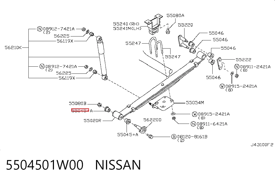 Сайлентблок ресори, передній NMS2364 NIPPON MOTORS