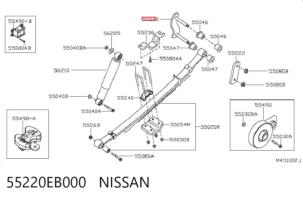 55220EB000 Nissan/Infiniti Серьга задньої ресори