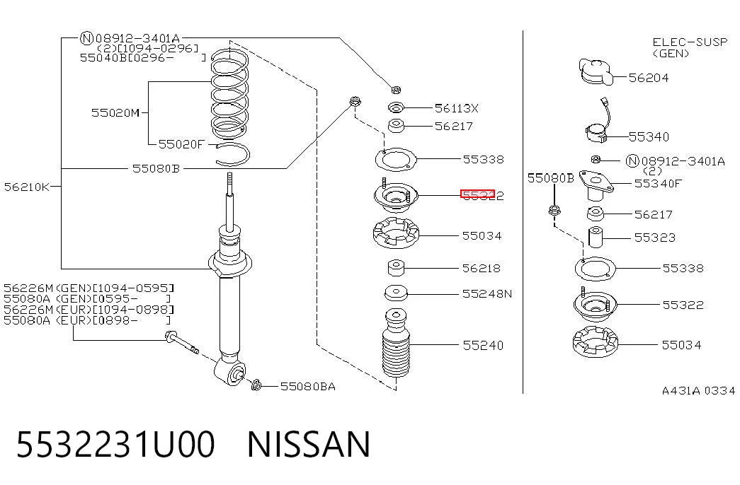Опора амортизатора заднього Asia360 SMNI011 ціна, від 12.89 USD