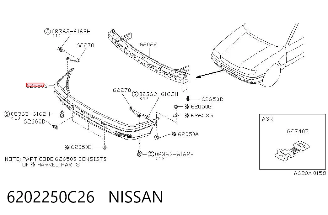 Бампер передній в зборі на Nissan Sunny III N14