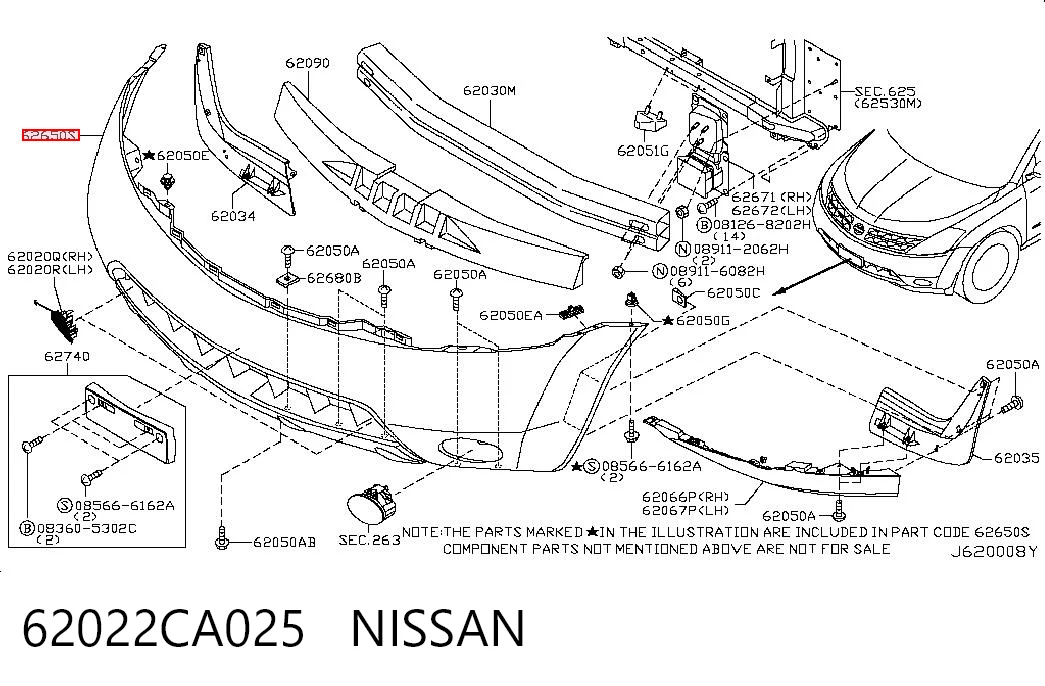Бампер передній в зборі на Nissan Murano  Z50