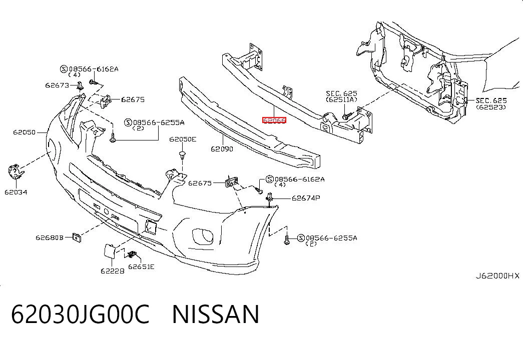 Шина бампера переднього Nissan X-Trail позашляховик (T31) (2007 - 2014) ціна, від 89.00 USD