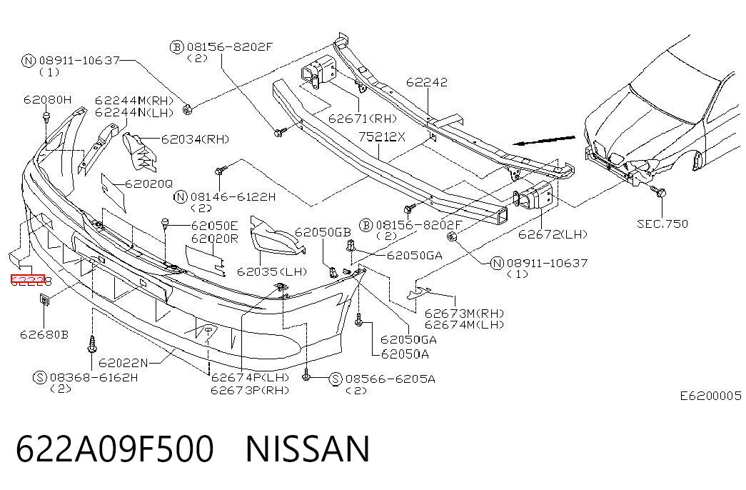 Заглушка бампера буксирувального гака, передня Nissan Primera седан (P11) (1996 - 2002) ціна, від 10.14 USD