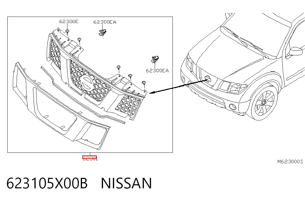 Решітка радіатора на Nissan Navara NP300 III D40