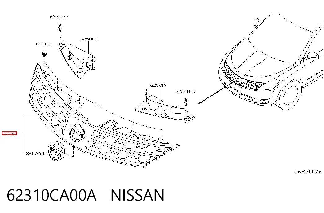 Облицювання радіатора Nissan Murano позашляховик (Z50) (2002 - 2007) ціна, від 70.15 USD