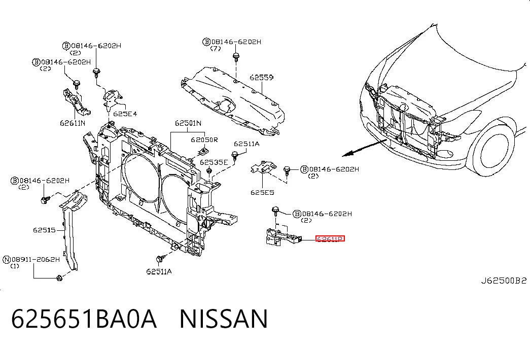625651BA0A Nissan/Infiniti Кріплення фари передньої, лівої