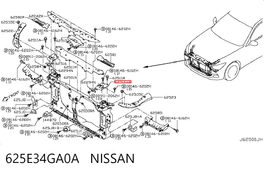 625E34GA0A Nissan/Infiniti Упор капоту