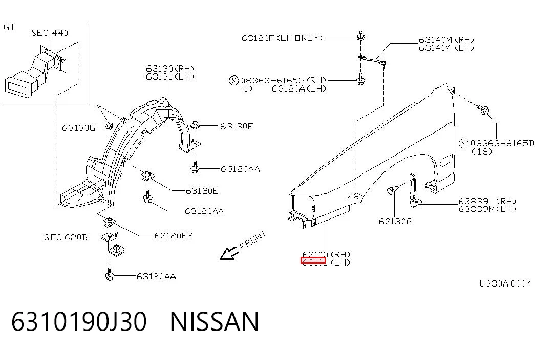 Переднє ліве крило на Nissan Primera  P10