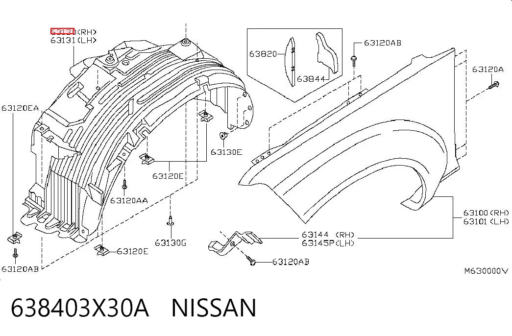 Підкрилок переднього крила, правий на Nissan Navara NP300 III D40