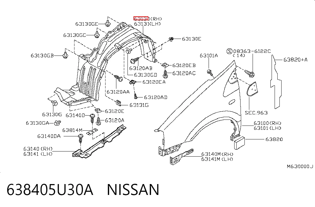 Підкрилок переднього крила, правий на Nissan Almera TINO V10
