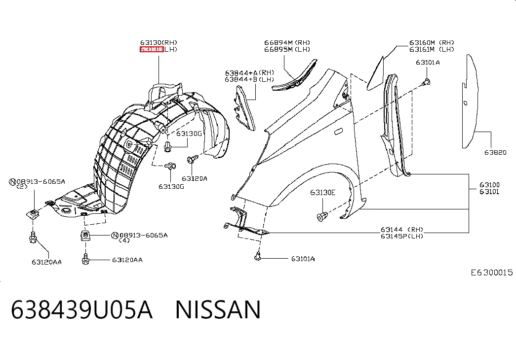 Підкрилок переднього крила, лівий Nissan Note мінівен (E11) (2006 - 2012) ціна, від 15.15 USD