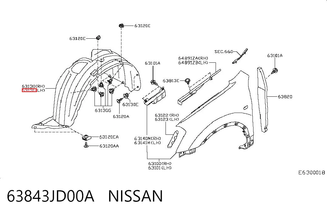 Підкрилок переднього крила, лівий Nissan Qashqai +2 I позашляховик (J10) (2007 - 2014) ціна, від 9.80 USD