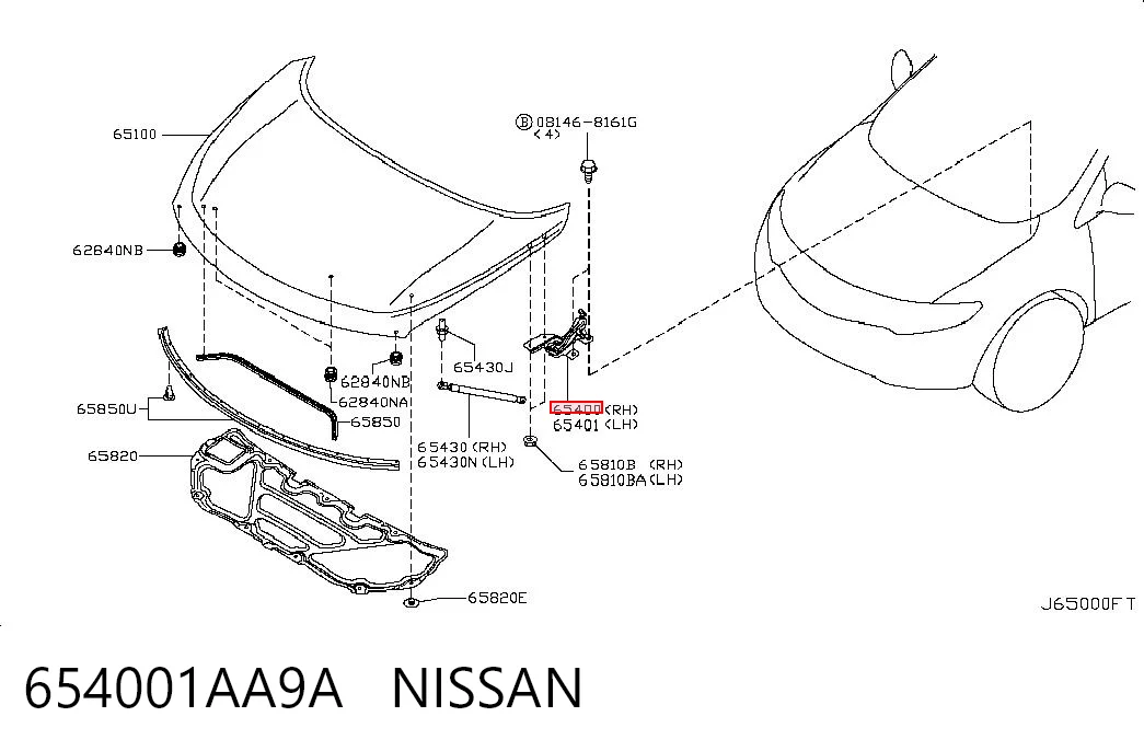 654001AA9A Nissan/Infiniti Петля капота, права