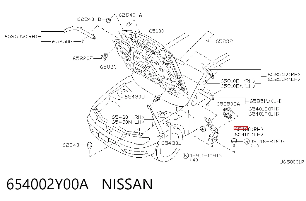 654002Y00A Nissan/Infiniti Петля капота, права