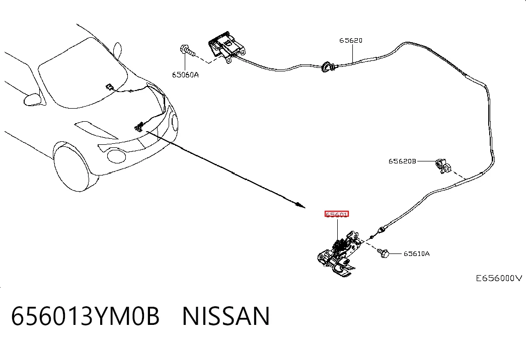 Запор капота (замок і привід замка капота) на Nissan JUKE JPN F15
