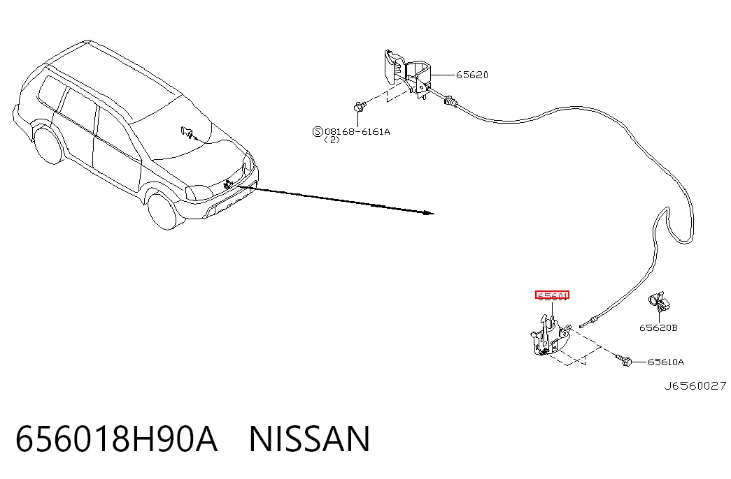 Запор капота (замок і привід замка капота) на Nissan X-Trail  T30
