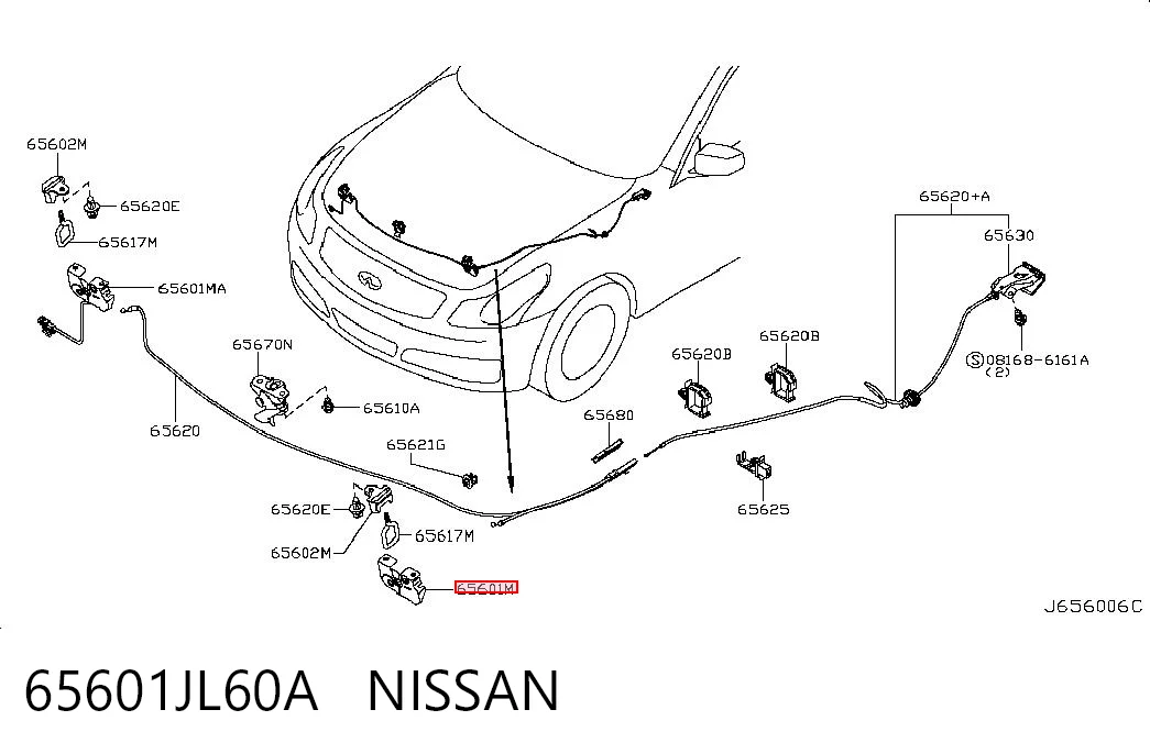 65601JL60A Nissan/Infiniti Замок капота, лівий