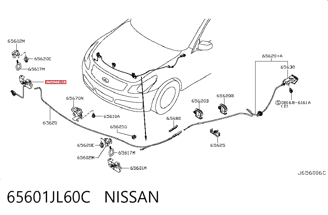 65601JL60C Nissan/Infiniti Замок капота, правий