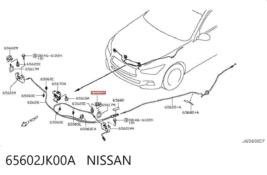 65602JK00A Nissan/Infiniti Кронштейн замку капоту