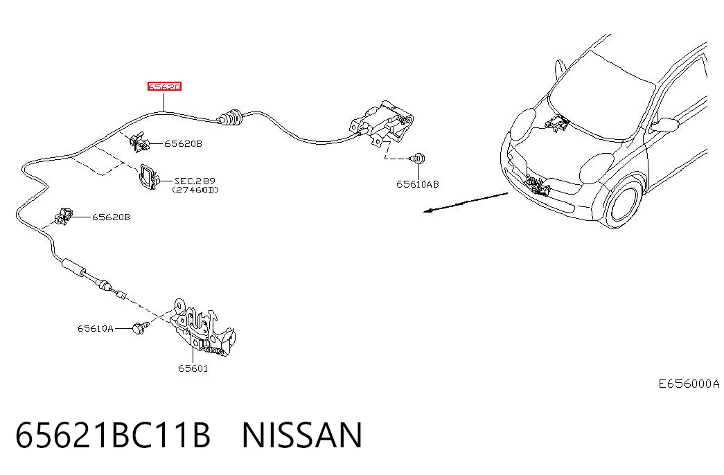 Трос відкриття капота Nissan Note мінівен (E11) (2006 - 2012) ціна, від 25.34 USD