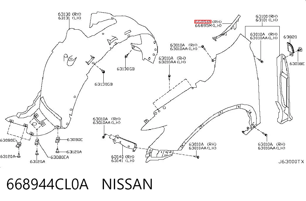 668944CL0A Nissan/Infiniti Ущільнювач арки крила