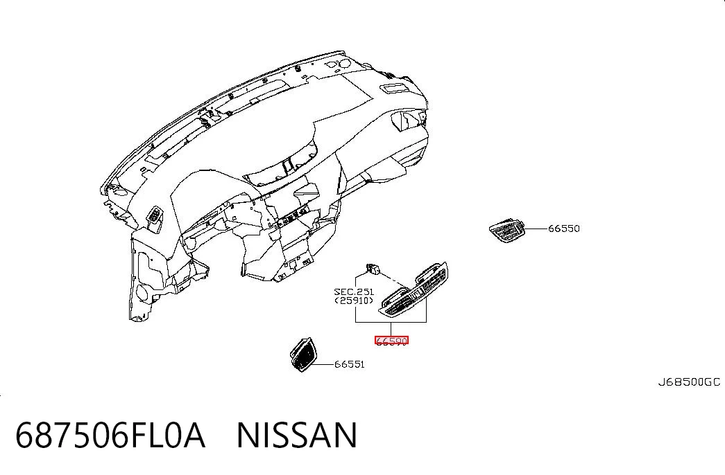 687506FL0A Nissan/Infiniti Решітка повітропровода