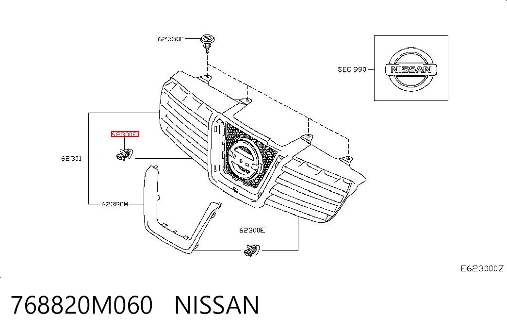768820M060 Nissan/Infiniti Пістон (кліп) кріплення підкрилки переднього крила