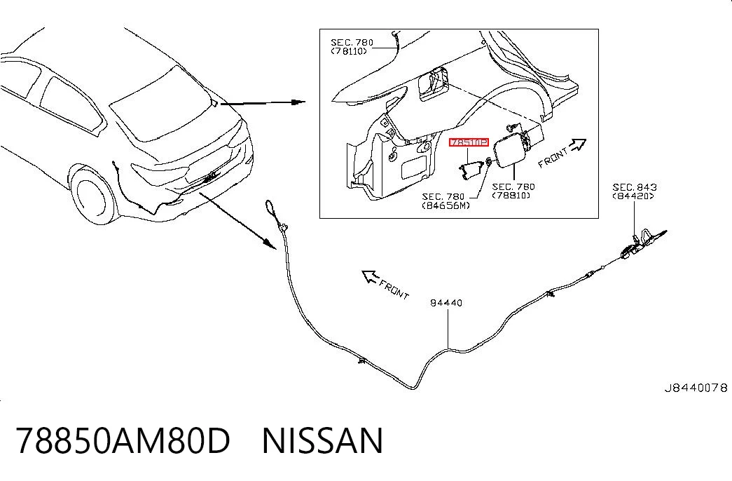 78850AM80D Nissan/Infiniti Замок відкривання лючка бензобаку