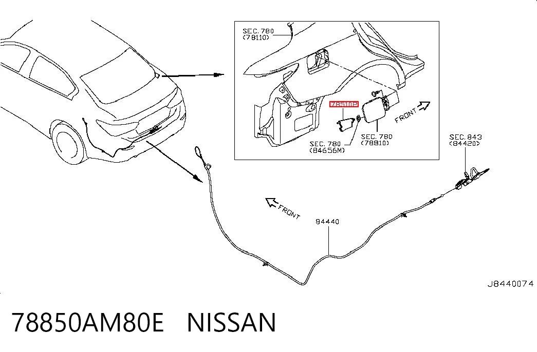 78850AM80E Nissan/Infiniti Замок відкривання лючка бензобаку