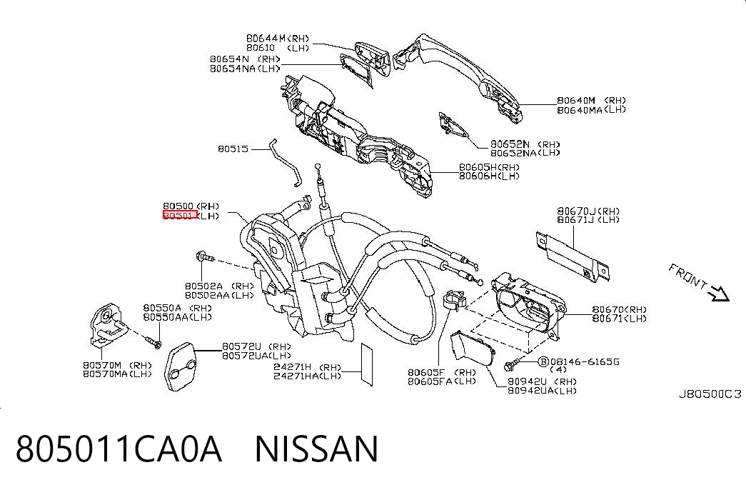 805011CA0A Nissan/Infiniti Замок водійських дверей