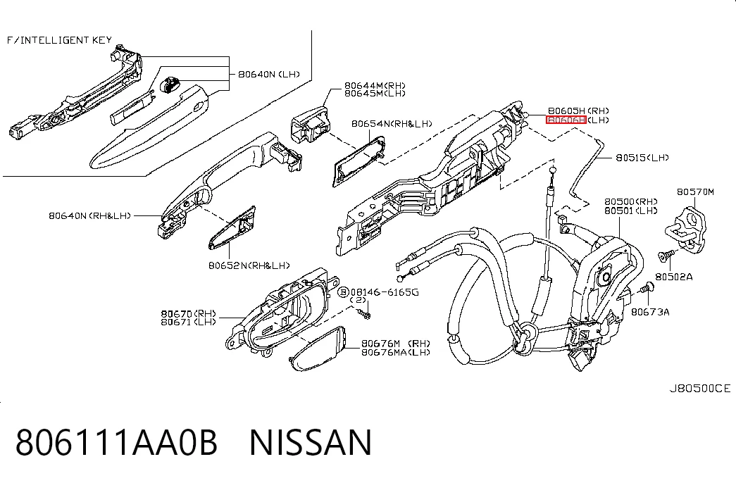 806111AA0B Nissan/Infiniti Тримач зовнішньої ручки дверей, передньої лівої