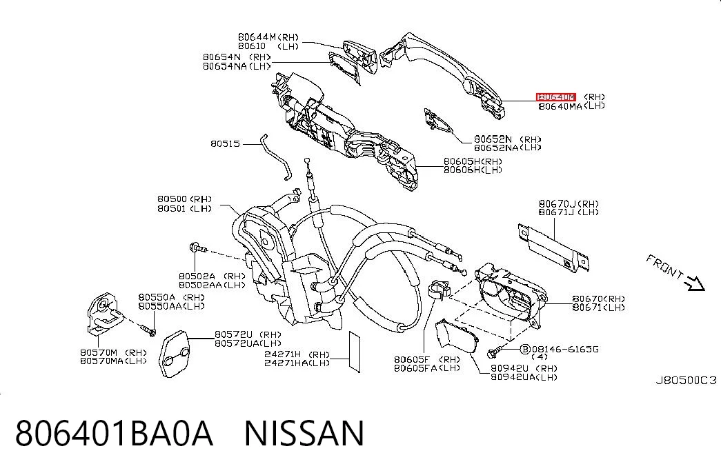 806401BA0A Nissan/Infiniti Ручка передніх дверей, зовнішня