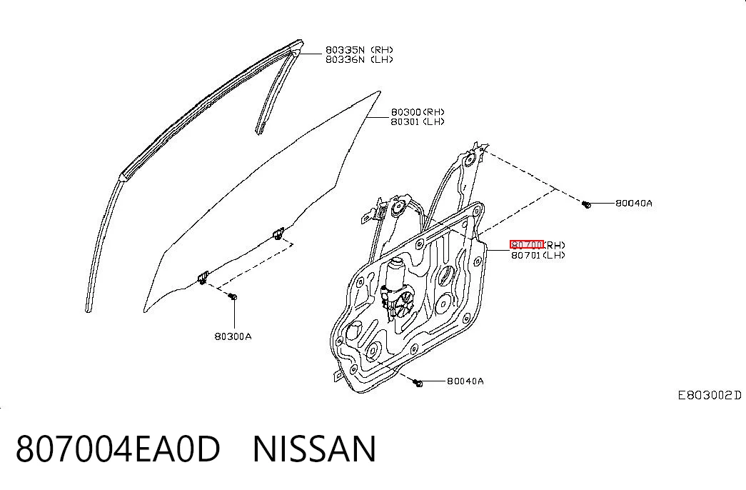Механізм склопідіймача дверей передніх, правих на Nissan Qashqai II J11