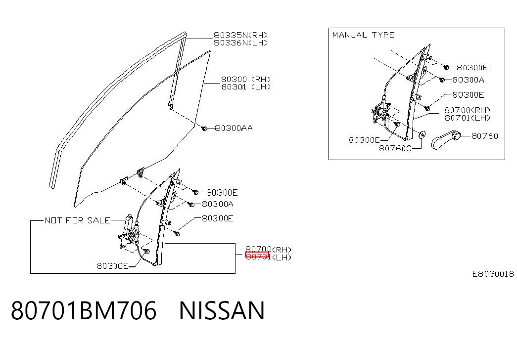 Підйомник механічний вітрового скла на Nissan Almera II N16