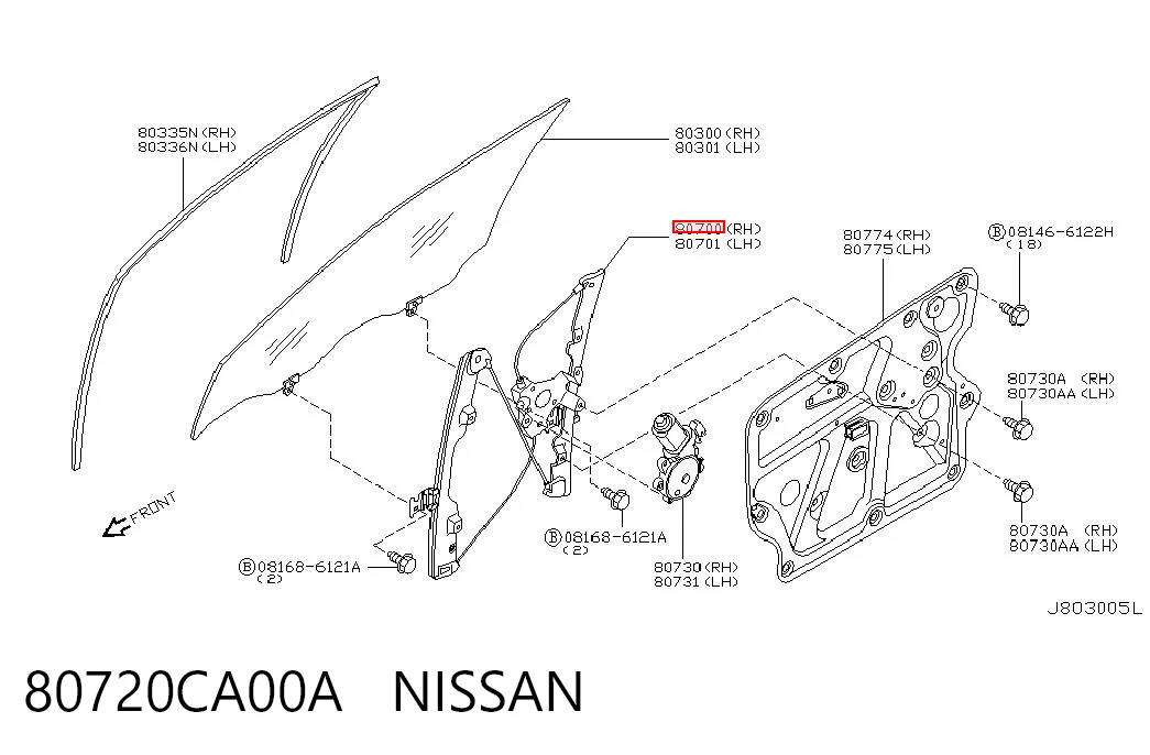 Склопідйомник (механізм переміщення скла) на Nissan Murano  Z50