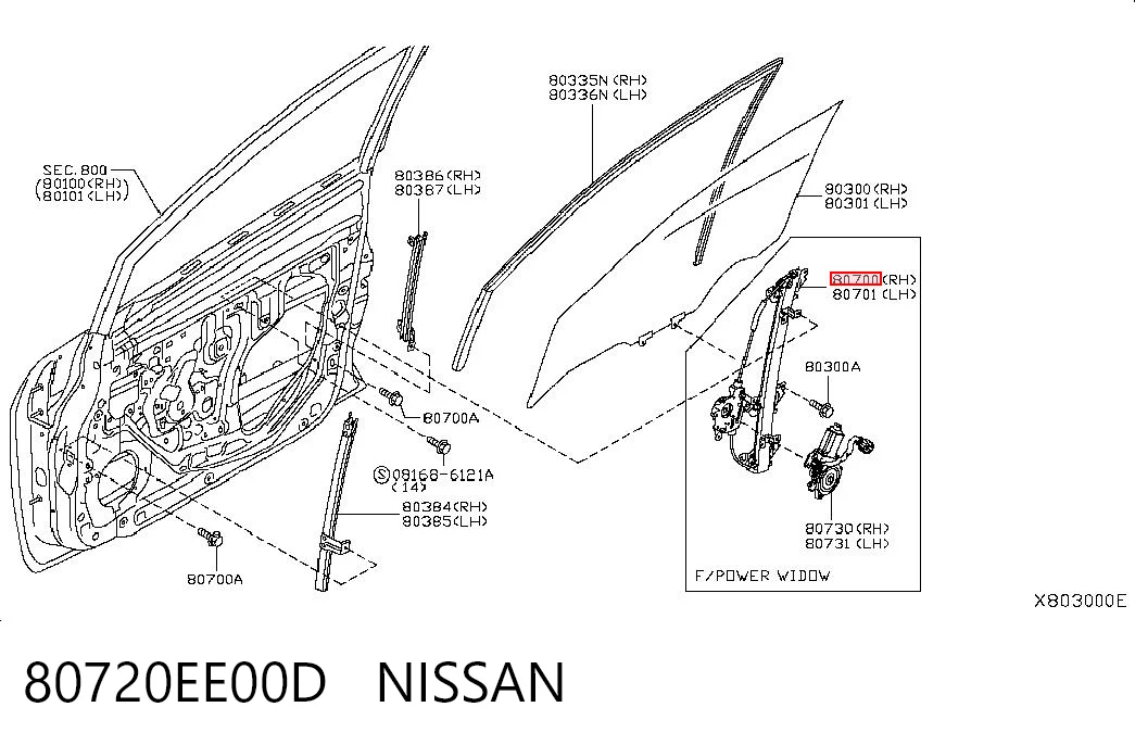 80720EE00D Nissan/Infiniti Склопідйомник (механізм переміщення скла)