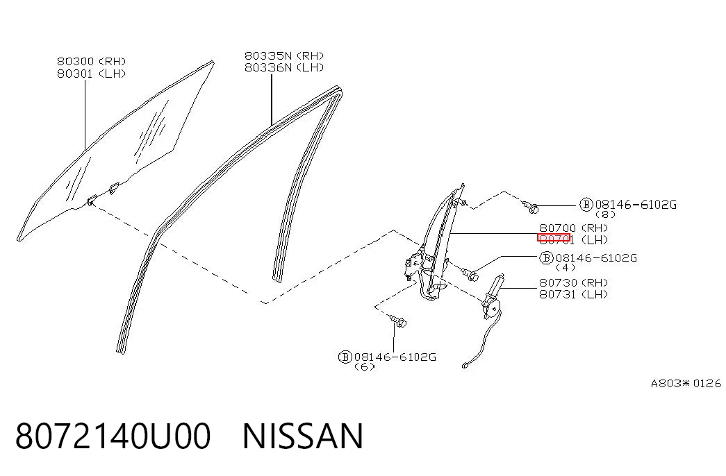 Підйомник механічний вітрового скла на Nissan Maxima  A32
